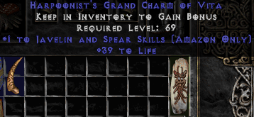 Amazon Jav and Spear Skill Charm With Life